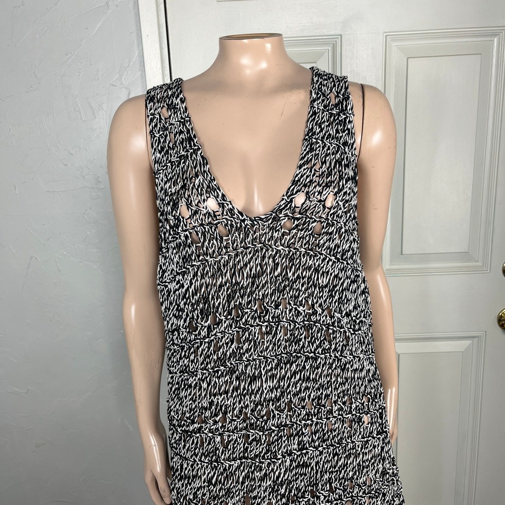 Derek Lam Women's Dress L Cotton Stretch Career Sleeveless Knit TV neck M3-10 - Picture 2 of 7